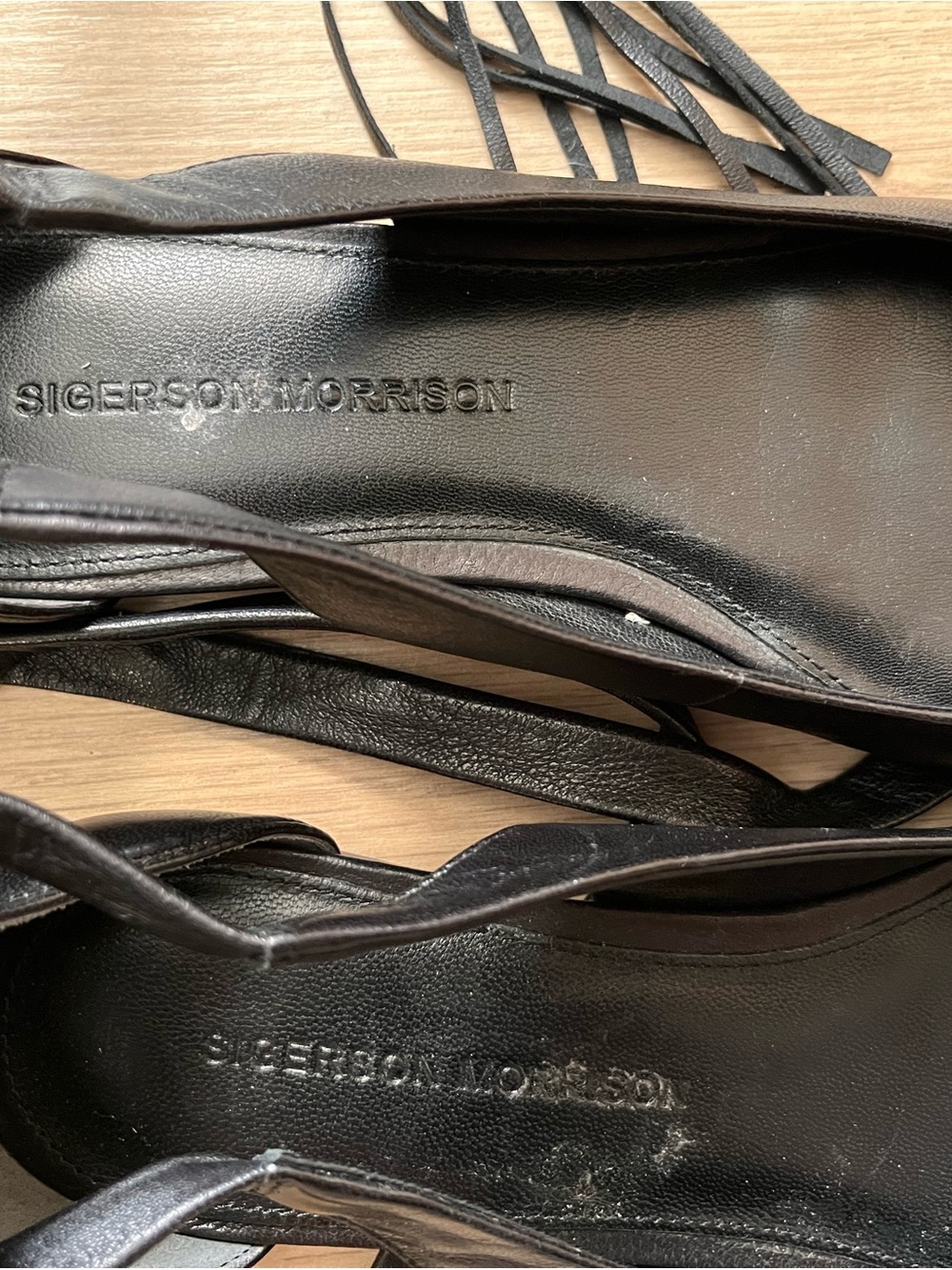 Sigerson Morrison Black Wrap-Around Lace Ballet Flats - Picture 3 of 16